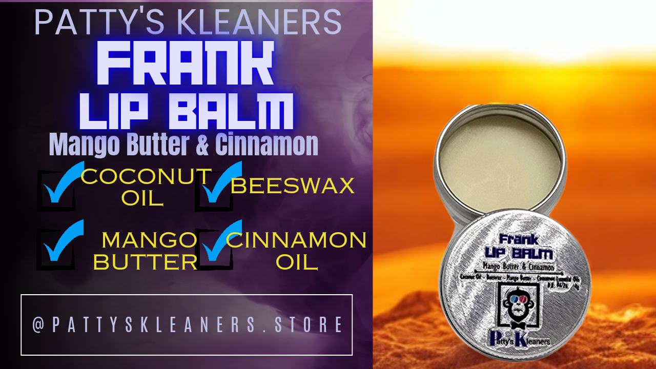 Pattys Kleaners FRANK Lip Balm. Mango Butter & Cinnamon Tin 4g.